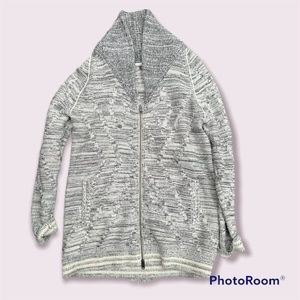 Eddie Bauer women’s cozy cardigan with oversized collar embroidered gray size XL